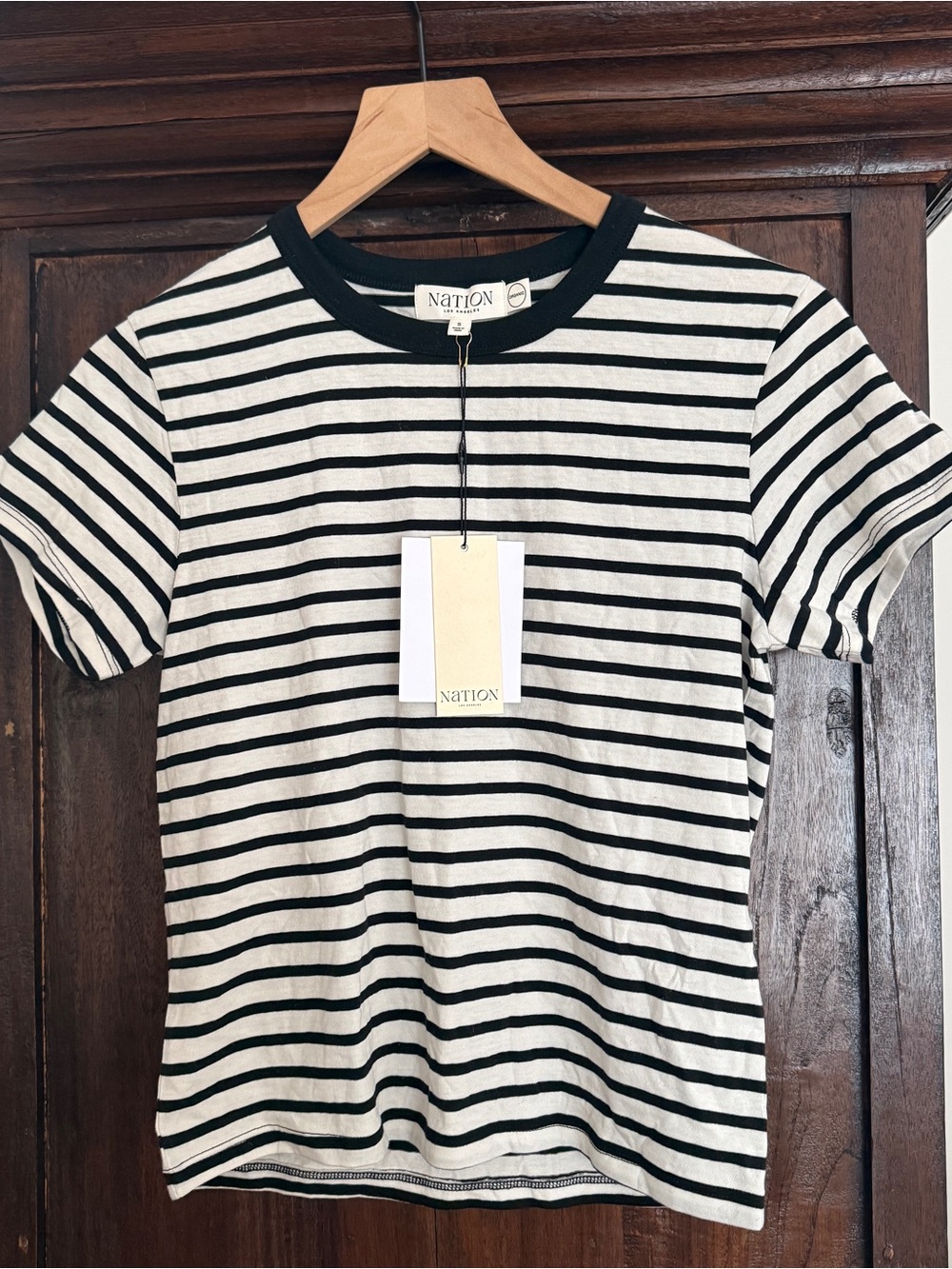 Nation LA new Stripe Crewneck Tee - Black & White Shirt